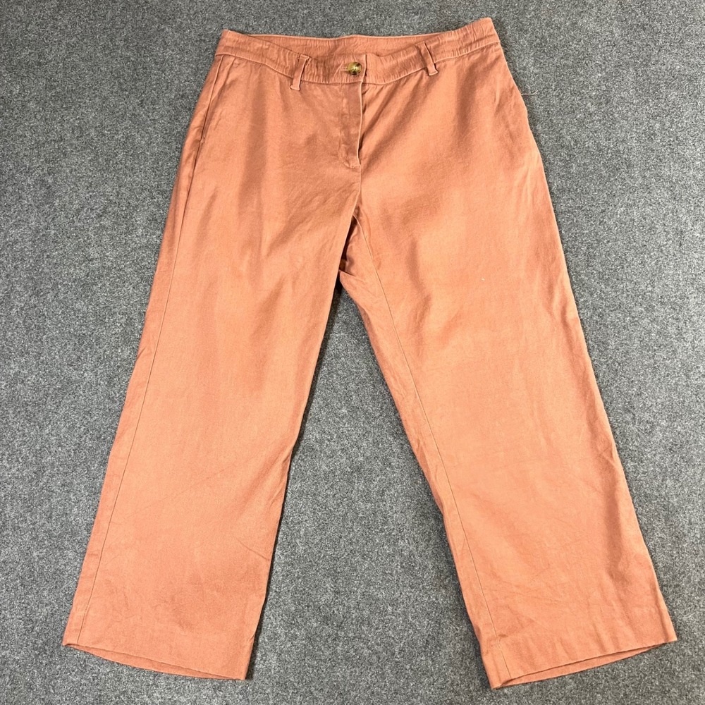 J. Jill Terracotta Linen Blend Wide Leg Stretch Pants Petite 8 Cropped
